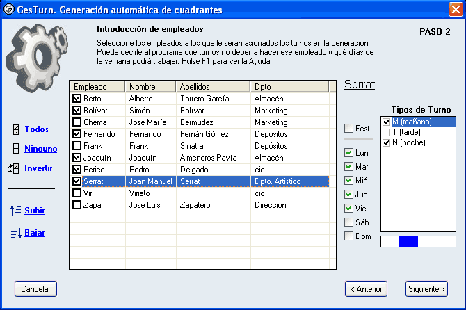 Empleados en generación automática